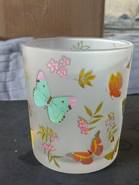Butterfly Frosted Glasd Votive Candle Holder New